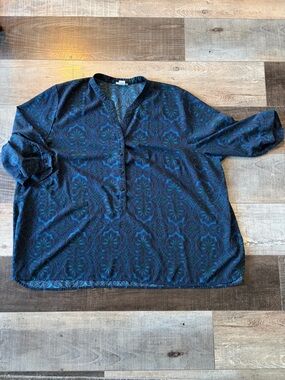 Catherines 4X Blue Purple Medallion Print Tunic Blouse Plus Size